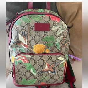 Gucci Floral Print Backpack with Red Accents